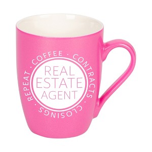 Elanze Designs Coffee Contracts Closings Real Estate Agents Princess Pink 10 ounce New Bone China Coffee Cup Mug - 1 of 4