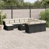 vidaXL 13 Piece Patio Sofa Set with Cushions Black Poly Rattan - Black and Cream With Table - 2 of 4