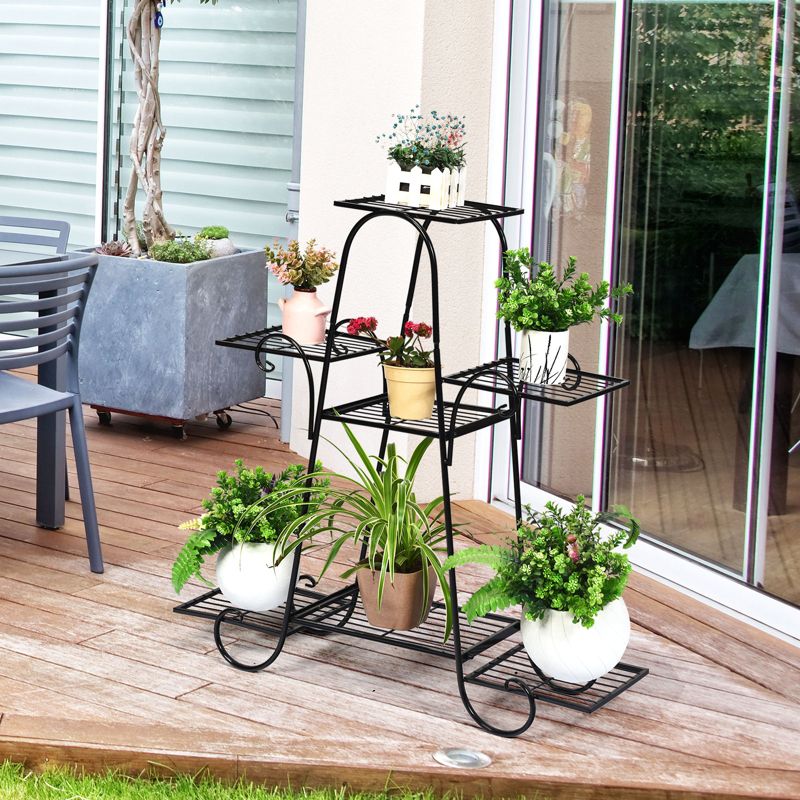 Tangkula 7-Tier Plant Stand Metal Plant Shelf Multi-layer Potted Planters Display Rack Black, 2 of 8