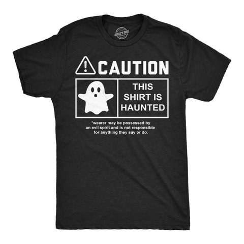 Мужские футболки Crazy Dog T-Shirts, Inc. Mens Funny T Shirts Caution This Shirt Is Haunted Sarcastic Halloween Graphic Novelty Tee For Men - Crazy Dog Men's T Shirt For Halloween Season XL