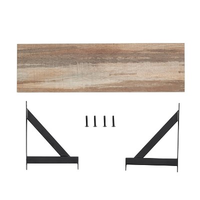 Elegantly Industrial Black Iron & Distressed Wood Floating Shelf