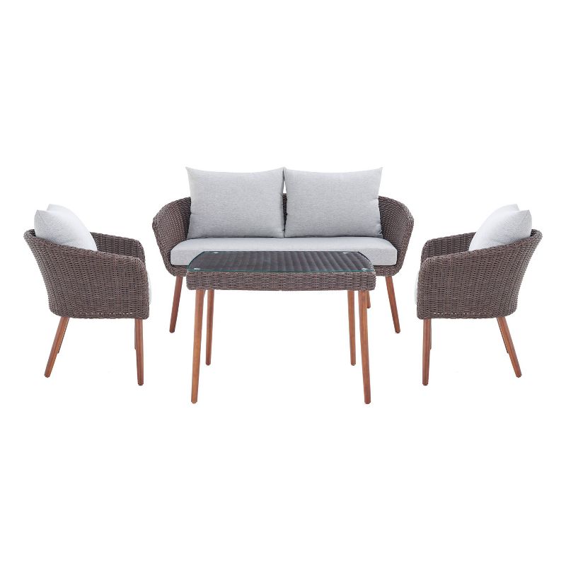 4pc All-Weather Wicker Athens Outdoor Conversation Set with 26&#34; Coffee Table - Brown - Alaterre Furniture, 3 of 15