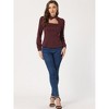 Allegra K Women's Choker Neck Houndstooth Print Long Sleeve Gothic Cutout Top - 4 of 4