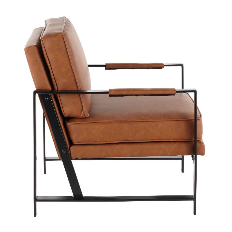 Franklin Armchair with Faux Leather Black/Camel Brown - LumiSource, 3 of 10