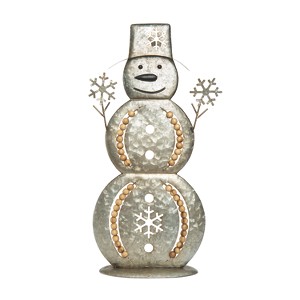 Transpac Metal 23.23 in. Silver Christmas Beaded Snowman Decor - 1 of 4