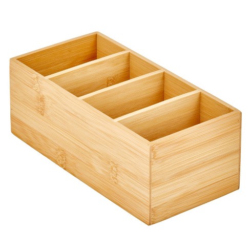 Mdesign Bamboo Wood Food Storage Organizer Bin - 4 Sections - Natural ...