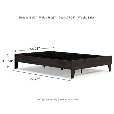 Charcoal Contemporary Full Platform Bed with Engineered Oak Grain