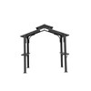 Gulches 8' x 5' Hardtop Grill Gazebo, Outdoor BBQ Canopy with Galvanized Steel Double Roof, Permanent Sun Shade Shelter with 2 Side Shelves , Grey - 3 of 4