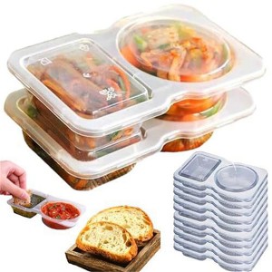 Reusable Snack Containers - Double Compartment Condiment Container With Lid, Portable Dip Pots For Sauces Salad Candy Nuts - 1 of 4