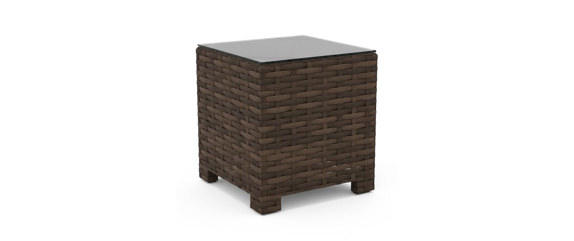 Covers & All Lakeside 20 in Sq Corner End Table w / Storage, Aspen Wicker & Glass Top