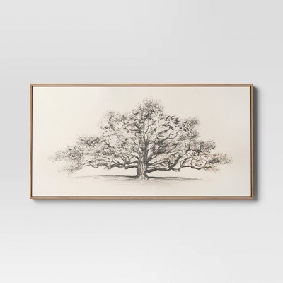 47 X 47 Canvas Landscape Trees Framed Wall Art With Silver Frame White -  Olivia & May : Target