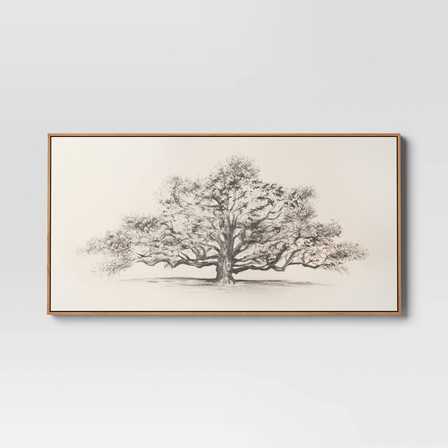 47" x 24" Pen and Ink Tree Framed Wall Canvas - Threshold™: Digital Art Nature Scene, Polystyrene Frame