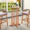 Tangkula 39" Outdoor Acacia Wood Bar Table w/ Slatted Tabletop for Garden Deck - 2 of 4