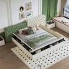 FURNIinspire Beds King Size Bed Frame Novel Shape Upholstered Bed with Storage Compartments, No Box Spring Needed, Beige, 101.2"*123.6"*43.3" - 2 of 4