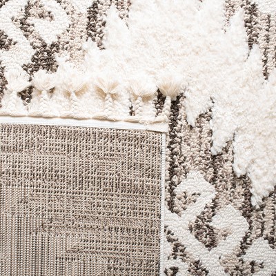 Moroccan Tassel Shag MTS652 Power Loomed Indoor Runner Rug - Ivory/Brown - 2'3"x12' - Safavieh