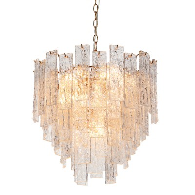 LNC Engaveric 8-Light 20.5" Glam Empire Luxury Chandelier, Antique Gold  with Textured Glass
