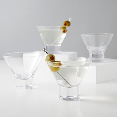 Viski Crystal Stemless Martini Glasses - Set of 4, 7.5 oz