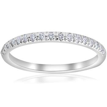 Pompeii3 1/4ct French Pave Diamond Wedding Ring Stackable Anniversary Band 14k White Gold