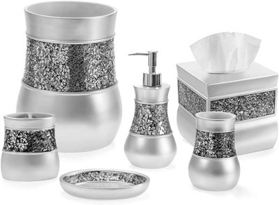 Creative Scents Brushed Nickel 6 Piece Bathroom Accessories Set : Target