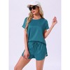INSPIRE CHIC Women's Satin Silky Pajama Set Short Sleeve Round Neck Top Slit Shorts Sleepwear Set - 3 of 4