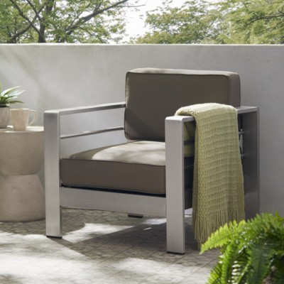 Modern Aluminum Frame Outdoor Accent Chairs with Cushions, Weather-Resistant Lounge Chairs for Patio, Balcony, or Garden – The Pop Home