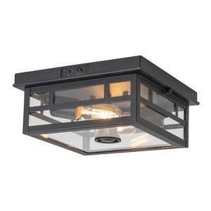 C Cattleya 2-Light Motion Sensor Dusk to Dawn Outdoor Flush Mount Ceiling Light with Clear Glass Shade (1-Pack) - 1 of 4