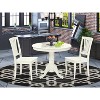 Round Kitchen Dining Set - 36 Inch Table & 2 Modern Chairs - Linen White Finish - 2 of 4