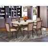 HomeStock 7-Piece Distressed Jacobean Finish Solid Wood Top Dining Table with 6-Chairs - 2 of 4