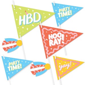 Big Dot of Happiness Party Time - Triangle Happy Birthday Party Photo Props - Pennant Flag Centerpieces - Set of 20 - 1 of 4