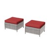 Sonkuki 2-Piece Ottomans with Solution-Dyed Fabric Cushion, All-Weather Wicker Ottomans, Ideal for Patio - 2 of 4