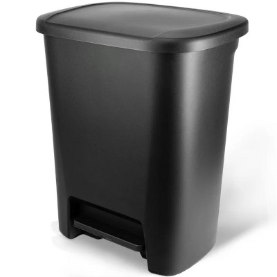 LunaLulinlk 20.4 Gallon Step-On Trash Can, Plastic Extra Large Kitchen Trash Can, Black
