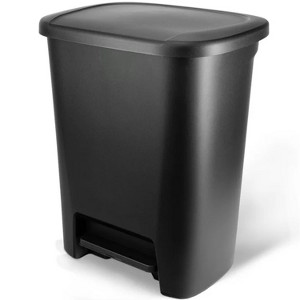 LunaLulinlk 20.4 Gallon Step-On Trash Can, Plastic Extra Large Kitchen Trash Can, Black - 1 of 4