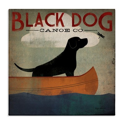 Stupell Industries Black Dog Canoe Company Pet Boating Lake Sports