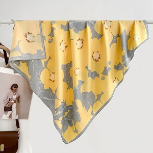 Anna-Kaci Women's Square Floral Print Satin Scarf with Bold Leaf Pattern and Smooth Finish - 1 of 4