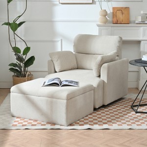 KTMBDW Oversized Chair with Storage Ottoman, Wide Accent Armchair Chair for Living Room, Modern Lounge Chair, Upholstered Mid-Century Reading Chair - 1 of 4