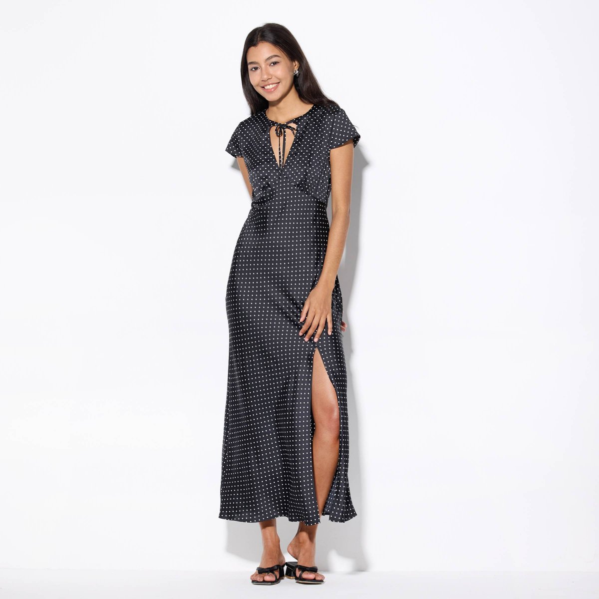 Женские платья Wild Fable Women's Cap Sleeve Tie-Front Maxi Empire Waist Dress - Wild Fable™ Navy Blue XXL — фото 3