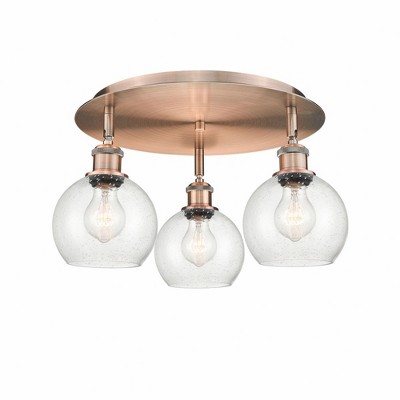 Athens - 3 Light Flush Mount In Industrial Style-8.63 Inches Tall and 17.75 Inches Wide