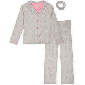 Sleep On It Girls 2-Piece Button-Front Coat Pajama Set - 1 of 4