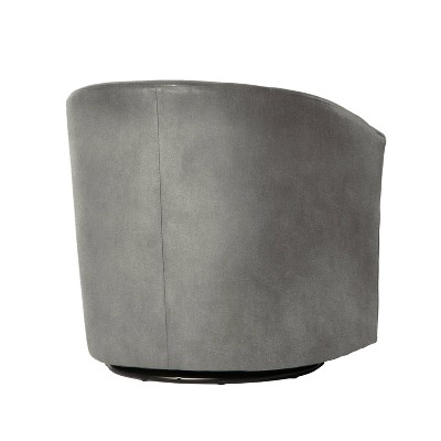 Ash Gray Velvet-Feel Microfiber Swivel Barrel Accent Chair