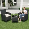 3-Piece Patio Furniture Set, With Cushions & Glass Table, All-Weather Rattan Chairs for Garden, Porch, Poolside - 4 of 4