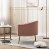 SEYNAR Modern Velvet Accent Chair,Round Upholstered Barrel Chair for Living Room - 3 of 4