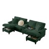 Resenkos 120" U-Shaped Sectional Sofa Bed, 4-Seater Corduroy with Storage and Cup Holders, - 3 of 4