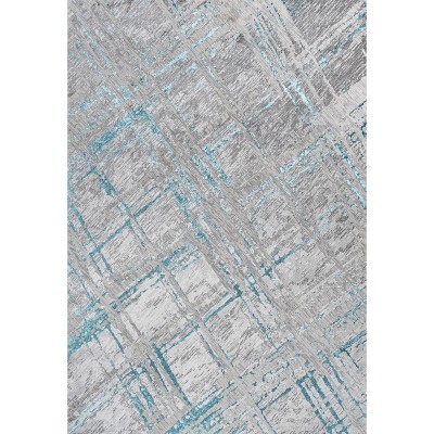 Reversible Abstract Gray Synthetic 4' x 6' Easy-Care Area Rug