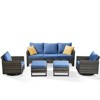 5 Piece Outdoor Patio Furniture Set Wicker Patio Conversation Set, Outdoor Swivel Rocker Chairs with 3-Seater Sofa and 2 Ottomans for Small Space - 2 of 4