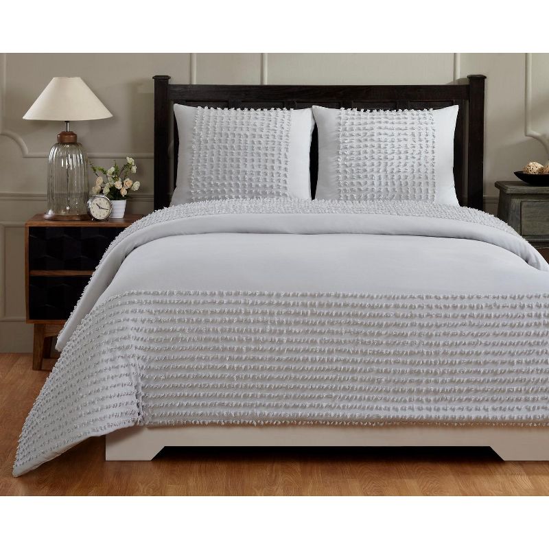 Twin Olivia Comforter 100% Cotton Tufted Chenille Comforter Set Gray - Better Trends, 4 of 7