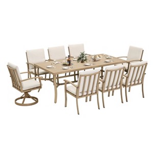 HAPPATIO 9 Piece Aluminum Patio Dining Set, Outdoor Dining Table and Chairs Set - 1 of 4