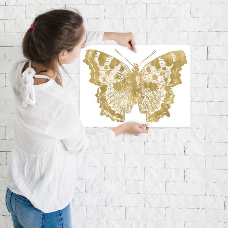 Americanflat Minimalist Animal Butterfly 1 Gold On White By Amy Brinkman Poster, 3 of 7