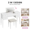 47“ Makeup Vanity Desk with Flip Top Mirror and Lights, 3 Lighting Mode, Make Up Vanity with Chair - 3 of 4