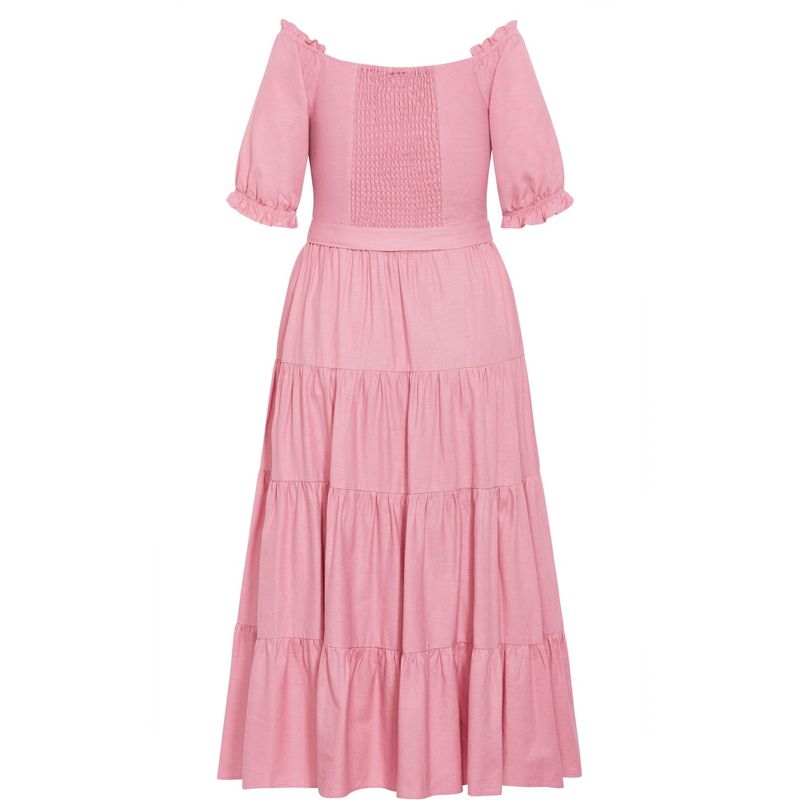 Women's Plus Size Puff Sleeve Maxi Dress - blush | CITY CHIC, 5 of 6