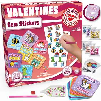 JOYIN 28 Packs Valentine Cards with Gem Diamond Painting Kits Make Your Own Stickers, Classroom Exchange Gifts for Kids, DIY Craft Toys